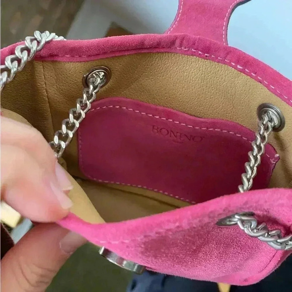Bonino Small Pink Suede Crossbody/Shoulder Bag - Made in Italy leather bag - Picture 10 of 14